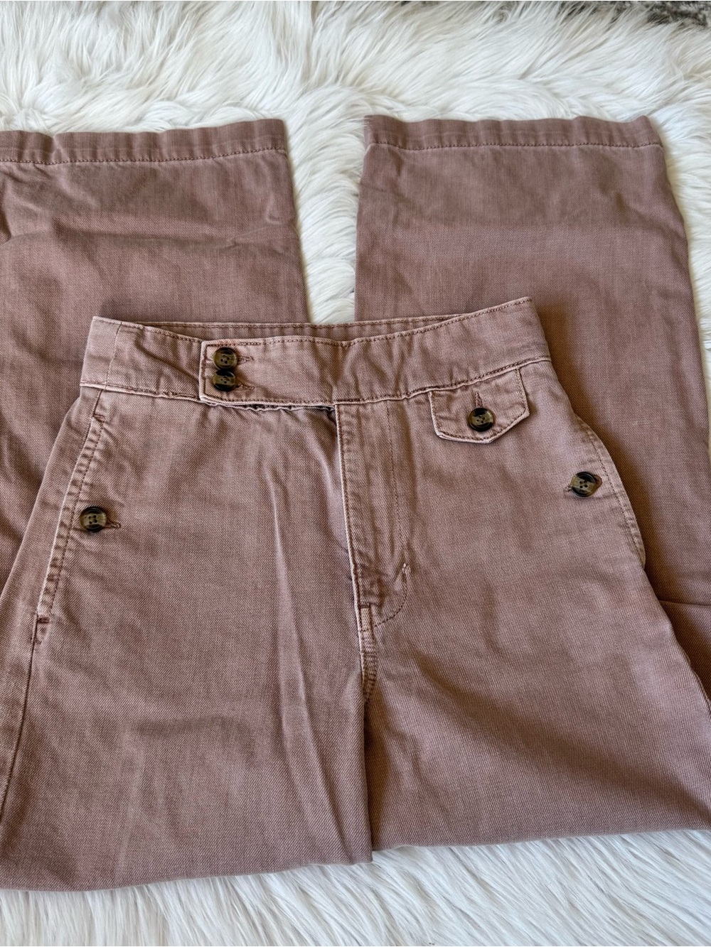 American Eagle Outfitters High-Rise Wide Leg Pants in Mauve